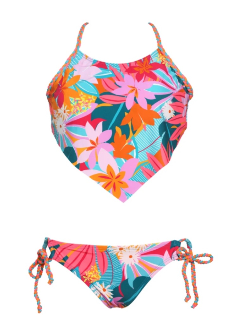 Hobie girls size 14 2 piece swimsuit nwt aloha handkerchief tankini